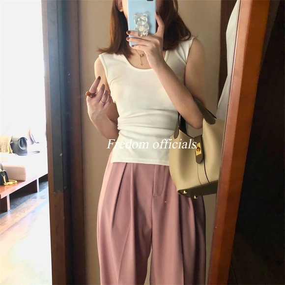 Tank Top: white/hot pink. One Size,Fit for 90LBS~140LBS - Picture 2 of 2